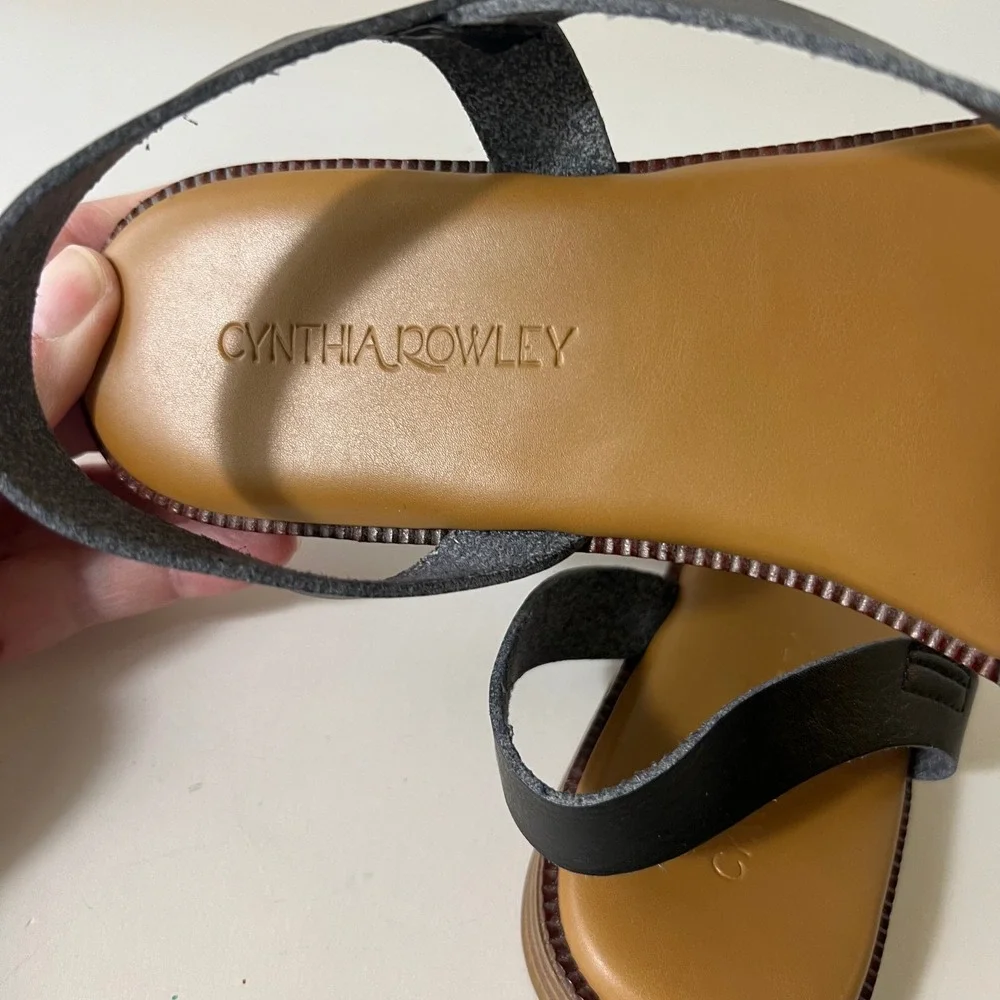 Cynthia Rowley Black Strappy Slingback‎ Flat Sandals Womens Size 9 Low Heel